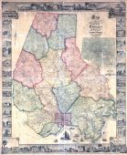 Baltimore County 1857 Wall Map with Inserts 44x53